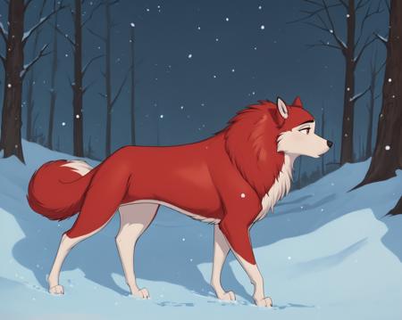 score_9, score_8_up, score_7_up, score_6_up, score_5_up, score_4_up, BREAK, ( <lora:Jennabalto:0.8>, jenna\(balto\), amber eyes,red fur, two tone fur, feral, in the snow, large paws,) <lora:Meesh_Style_PonyXL:0.5>, by meesh, <lora:Cervina7_Cervina_Artist_Style_PonyXL:0.2>, by cervina, realistic, 8k, clean,  woods, ultra detailed, <lora:add-detail-xl:1> <lora:Truegrave9_Style:0.1> truegrave9