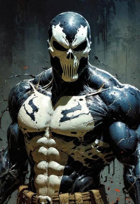 by Jim Lee,(strange but extremely beautiful:1.4),(masterpiece, best quality:1.4),in the style of nicola samori,the punisher venom,  Ukiyo-e Art