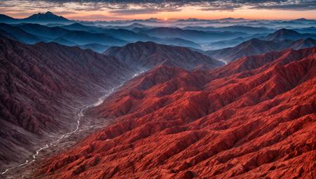 ((masterpiece:1.4,best quality)), cloud,  outdoors
(mountains), scenery, sky, (dessert:1.4),
(early morning:1.4),morning red, high detail, abundant, 8k, high detail, wallpaper,