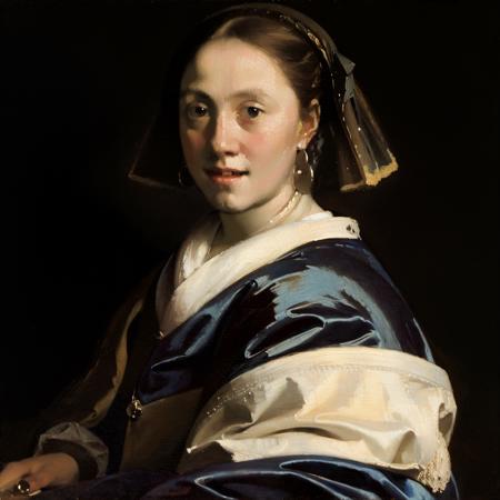 vermeer style, a painting of a woman   <lora:vermeer-000007:0.8>