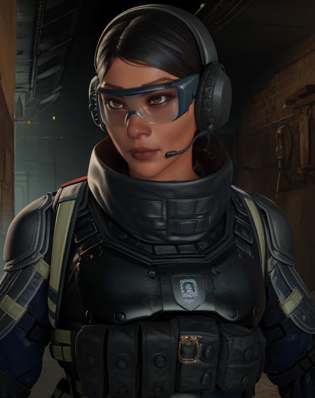 Ying,black hair,short hair,goggles,brown eyes,
bulletproof vest,tactical gear,body armor,headphones,
standing,upper body,
underground,
(insanely detailed, beautiful detailed face,beautiful detailed eyes, masterpiece, best quality),<lora:Ying-10RSS:0.8>,