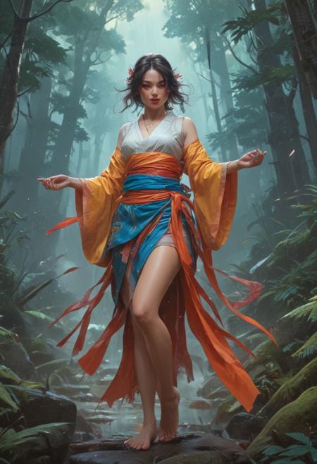 japanese nihonga painting about In the unpublished and breathtaking image (far beyond the unseeable) by john berkey, the essence of the Master's artistry shines through with remarkable clarity. As your eyes wander across the canvas, you'll encounter a harmonious fusion of elements that defy convention and ignite the imagination. It is a visual symphony that stands as a testament to Berkey's boundless creativity. Vibrant and sublime colors dominate the image, bursting forth with a luminosity that captivates the viewer., d&d, fantasy, highly detailed, digital painting, artstation, sharp focus, fantasy art, character art, illustration, 8k, art by artgerm and greg rutkowski
