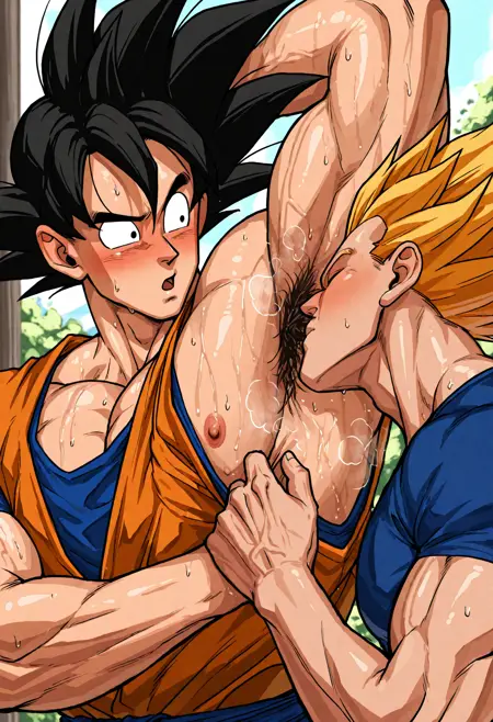 sniffing and licking armpit