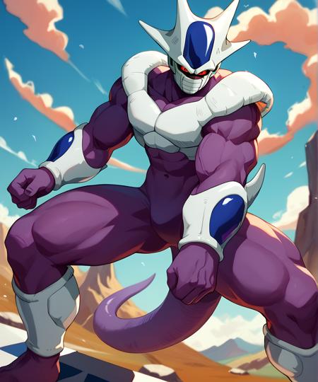 Cooler dragonball z muscular muscles male focus purple skin colored skin red eyes no humans tail face mask