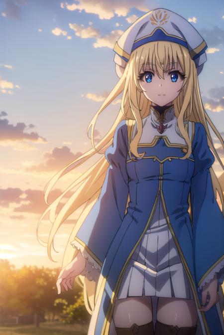 priestess, <lyco:priestesss2-lyco-nochekaiser:1>, 
priestess, blonde hair, blue eyes, long hair, hair between eyes, (small breast:1.2), smile,
BREAK boots, dress, frilled sleeves, frills, hat, white headwear, pelvic curtain, high heels, robe, thigh boots, thighhighs, white thighhighs, long sleeves, puffy sleeves,
BREAK outdoors, nature, forest, grass, sky, sun, cloud,
BREAK looking at viewer, (cowboy shot:1.5),
BREAK <lyco:GoodHands-beta2:1>, (masterpiece:1.2), best quality, high resolution, unity 8k wallpaper, (illustration:0.8), (beautiful detailed eyes:1.6), extremely detailed face, perfect lighting, extremely detailed CG, (perfect hands, perfect anatomy),