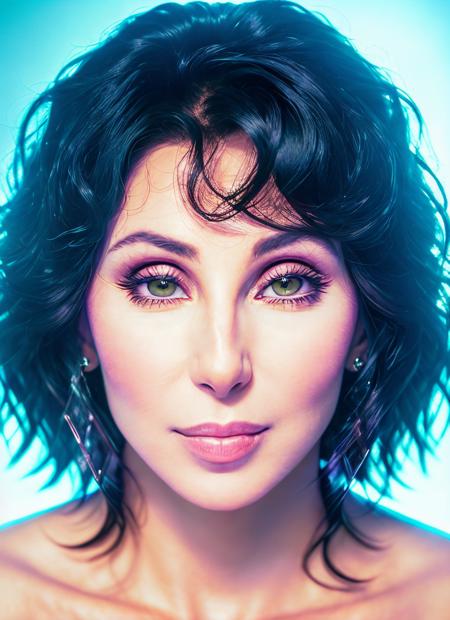 portrait of Cher, epic (photo, studio lighting, hard light, sony a7, 50 mm, matte skin, pores, colors, hyperdetailed, hyperrealistic), <lyco:Cher:1.1>