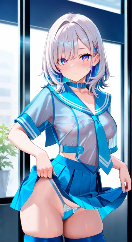 See through jk uniform (blue color style)