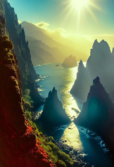 A hyper-realistic image of Ponta do Garajau, Madeira, Portugal. The scene features the rocky coastline with clear waters, showcasing the natural beauty of the Garajau Natural Reserve. In the background, the imposing statue of Cristo Rei stands at the top of a coastal ravine, facing the Atlantic Ocean. The image captures a sunny day with a slight haze, emphasizing the biodiversity and serenity of the area. Ultra-high detail, 8K resolution, and a cinematic perspective. Sunlight casts a warm glow on the rocks and the statue, highlighting the textures and colors of the natural environment
BREAK ()Hyoer Realistic:2.0)Polaroid picture This stunning spot is Shiprock New Mexico...😍😍😍😍
Shiprock, New Mexico, is a fascinating place! Here are some interesting facts about Shiprock:
1. Navajo Nation: Shiprock is located in the Navajo Nation, the largest Native American reservation in the United States.
2. Rock formation: Shiprock is a prominent rock formation, rising over 1,600 feet above the surrounding landscape. It's a volcanic neck, formed by the erosion of a volcano.