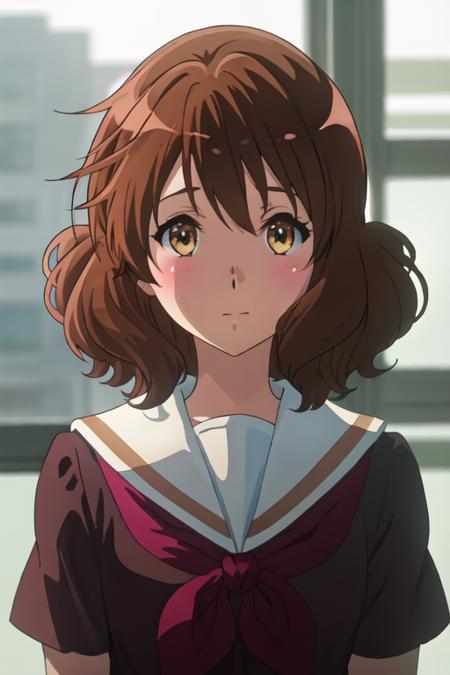 oumae_kumiko_soundeuphonium brown_hair, short_hair, brown_eyes, blush, serafuku, bangs, closed_mouth