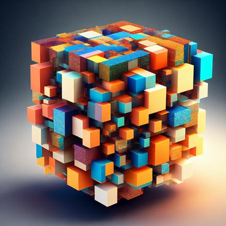 (cubismcubed style:1) a computer generated image of a cube made out of cubes <lora:djzCubismCubedV21_LoraBooth:1>