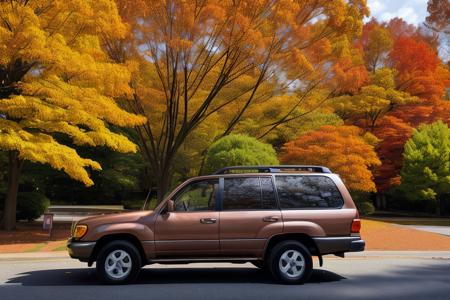 LANDCRUISER , parked in front of a japanese pagoda, fall weather, ultra wide angle, masterpiece, award winning, sunset, beautifully detailed fall foliage, cinematic lighting, style-autumn:1.0, sharp focus, smooth, intricate details, 8k wallpaper, trending on artstation     <lora:LANDCRUISER:0.8>