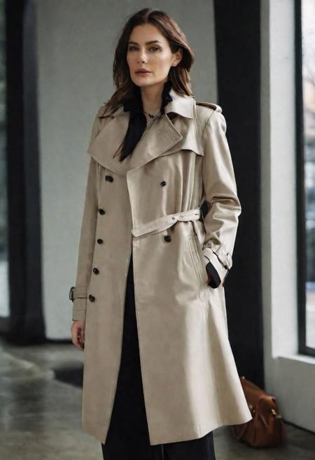 photo of (EPM4gg13Q:0.99), closeup portrait, perfect hair, (modern photo, [Longline trench coat in a sleek and glossy patent finish|Cashmere sweater, wide-leg trousers, suede loafers, designer tote]), 24mm, (analog, cinematic, film grain:1.3), ((cybernetic office space, laptop/computer,vases,precious gemstones,traps and snares, twill weave tapestry,granite, halogen bulbs, night lights, cyberpunk, sci-fi, gradient:1.1)), ((detailed eyes)), ((eyeliner, long lashes)), wide angle, wide shot, cowboy shot , mountain , noon , (epicPhoto), long eyelashes, (perfect waist), (painted lips)