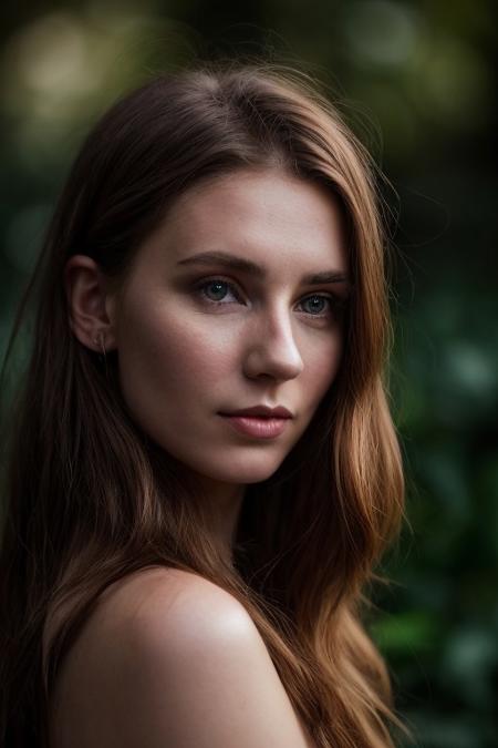 HyperSmoke, award winning portrait photo of an young norwegian woman, fair skin, bokeh, backlit, (ginger color in detail:1.1), elegant atmosphere, realistic, intricate details, true skin tone, emerald backround <lora:lowkey_v1.1:1><lora:GoodHands-vanilla:1>, contour light, rim light