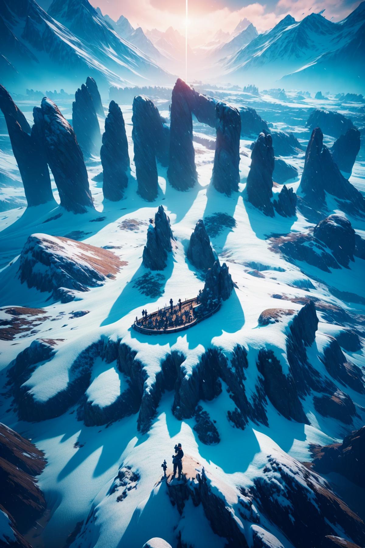 A group of people standing on a snowy hill with the word "miner" above them.