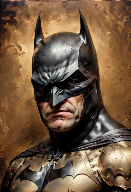 Close up shot of Batman, Rembrandt style, Roberto Ferri style