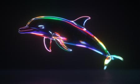 <lora:shineglasscd_xl-000005:0.7>,a (shineglasscd_xl,shine glass,neon lights,light particles,colorful:1.3,gradient,chromatic aberration) mechanical dolphin,no humans,long-focus,tilt-shift,dark background,simple background,full body,chinese zodiac,cutie,cute,still life,front view,facing viewer,looking at viewer, emotional,harmonious,high budget,moody,epic,gorgeous,perfect lighting,realistic,photorealistic,photographic,photo (medium),real,moody lighting,volumetric lighting,reality ray tracing,8K,HDR,UHD,masterpiece,best quality,highly detailed,high resolution,finely detail,extremely detailed,ultra detailed,wallpaper