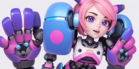 game icon institute,game icon,(Robot,1 Girl, pink), (blue), still life, game icon, official art, well-structured, HD, 2d, game item icon, future style, (white background). <lora:liwu:1>