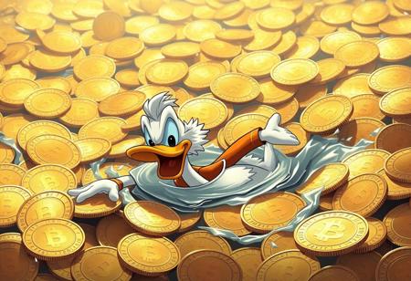 a huge amount of bitcoins in which scrooge mcduck is swimming