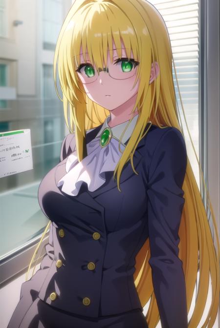 tearjulunatique, <lora:tearju lunatique darkness-lora-nochekaiser:1>,
tearju lunatique, long hair, blonde hair, (green eyes:1.5), sidelocks, glasses,
BREAK shirt, collared shirt, white shirt, suit, formal suit, long sleeves, ascot, white ascot, gemstone, green gemstone, skirt, pencil skirt,
BREAK indoors, classroom,
BREAK looking at viewer, (cowboy shot:1.5),
BREAK <lyco:GoodHands-beta2:1>, (masterpiece:1.2), best quality, high resolution, unity 8k wallpaper, (illustration:0.8), (beautiful detailed eyes:1.6), extremely detailed face, perfect lighting, extremely detailed CG, (perfect hands, perfect anatomy),