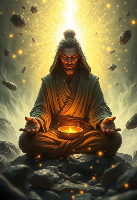 force user, cultivating, midichlorians, mystical energy, glowing particles, (cosmic aura:1.4), intense focus, meditation, floating rocks, (energy field:1.5), intricate details, photorealism, swirling light, (highres:1.3), cinematic lighting, otherworldly, dynamic motion, ethereal glow,  (blurry:-1.3), (ugly:-1.3), (lowres:-1.5), (flat:-1.4), (muted colors:-1.6), (cartoon:-1.2), (sketch:-1.2), (anime:-1.3), (text:-1.4), (watermark:-1.5), (cgi:-1.4)