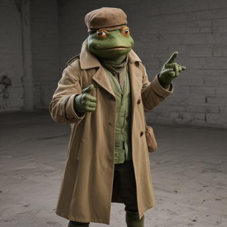 frog dressed in a trench coat and hat, tmnt, trending on reddit, michelangelo style, pointing at the camera, dd, beautiful perfectly detailed, masked person in corner, cga, leaked photo,, detective coat, reptile, behold, busted camera, unreal engine, hyper realism, realistic shading, cinematic composition, blender render, octane render, detailed textures, photorealistic, ultrawide shot