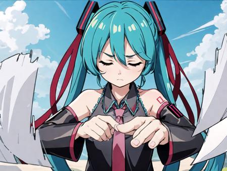 best quality, pov, solo, hatsune miku, closed eyes, outdoors, love letter,
tearing paper, perfect hands, bare shoulders,
<lora:tearing_paper_v010:1> <lora:envybetterhandsLocon_beta2:1>