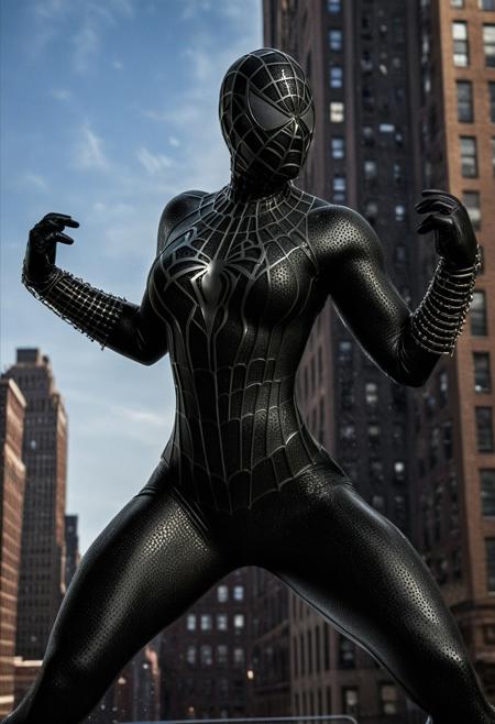 score_9, score_8_up, score_7_up, best quality, realistic, masterpiece, beautiful detail, hyperrealistic, afternoon sky, ((1girl, woman body, big breasts)), amazing detailed full body portrait of a beautiful girl, wearing a realistic and highly detailed black raimi spider-man suit, ((huge muscular girl)), ((wears black spiderman mask)), professional model wears ultra - detailed black raimi spider - man suit, ultra - detailed and grained black raimi spiderman suit, suit covered entire body and hand, black spiderman gloves, wet, (dancing), (full body), (dirty skin), octane render, highly detailed, volumetric, dramatic lighting, (highest quality:1.1), (HDR:1.3), (top quality, best quality), realistic, high definition,