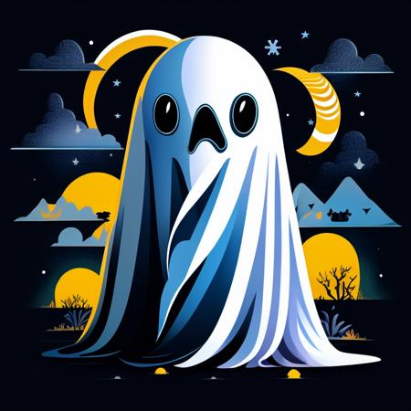 A funny ghost,
,T shirt design,TshirtDesignAF,<lora:TshirtDesign21Config4WithTEV2:1>