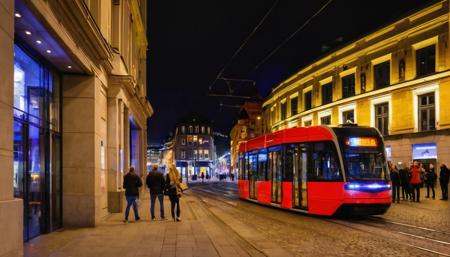 <lora:add-detail-xl:1> street photo, oslo at night, people, tram, buildings, luxury, (vibrant colors:1.2), (HDR:1.3), (4k uhd:1.4), (studio lighting:1.1)