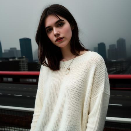 fashion,RAW photo, portrait photo of 2 26 y.o american woman in casual clothes, long haircut, pale skin, slim body, background is night city ,foggy,enrapt,sadly, dim light,(high detailed skin:1.2), 8k uhd, dslr, soft lighting, high quality, film grain, Fujifilm XT3
