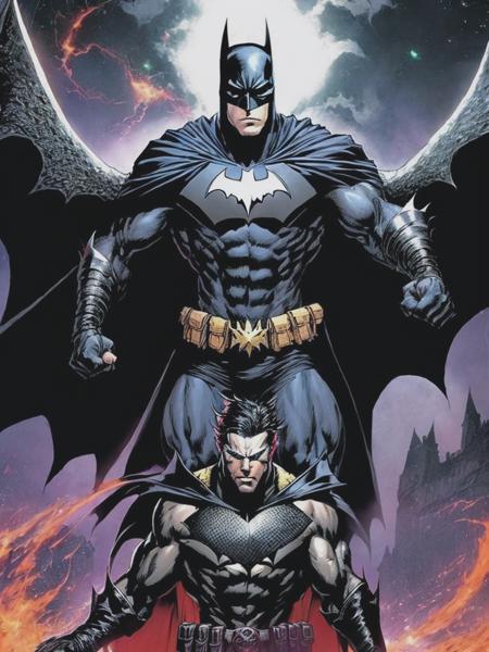 <lyco:MarcSilvestri:1.0> batman as a vampire with wings and cosmic power comic art by marc silvestri