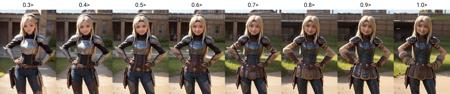 (masterpiece, best quality:1.2), <lora:httyd_hofferson-11:0.3>, cowboy shot, solo, 1girl, astrid hofferson, smile, closed mouth, looking at viewer, hand on hip, headband, armor, shoulder armor, pants