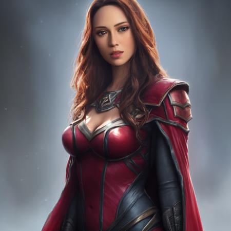 A photo of No-one12 a woman dressed as scarlet witch,Dark brown eyes, portrait, highly detailed, digital painting, artstation, concept art, smooth, sharp focus, illustration, cinematic lighting, 4K HQ, sharp focus, (Ultra realistic [[photo]], detailed face:1.0), (detailed eyes:1.0), (realistic photo:1.1), (masterpiece:1.0), detailed background, by Antonio J. Manzanedo