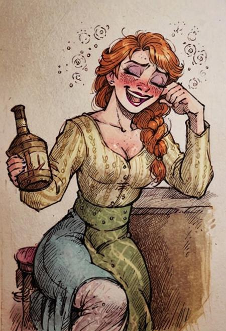 score_9, score_8_up, score_7_up, Anna redhead from Frozen, drunk, rating_questionable, by Lobel