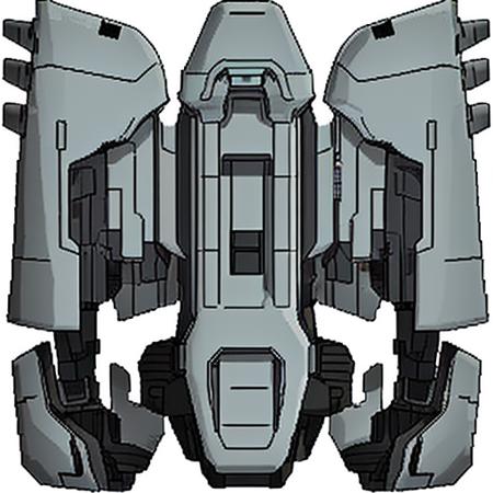 FTL spaceship, solo, simple background, white background, no humans, transparent background, robot, mecha, science fiction, straight-on <lora:FTLShips-10:0.6>