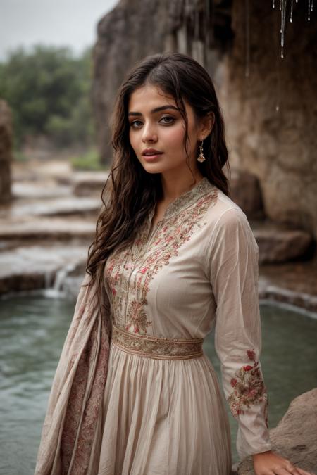 beautiful petite pakistani woman, wet, (wearing embroidered cotton anars kameez:1.1), in rock pool, wet clothes, (see-through clothes:1.2), <lora:0385a1a5-0307-4c89-b7f3-3182d27264cf.TA_trained:0.5>, transparent clothes, standing, sensual, (dark nipples visible through clothes:1.1), knowing smile, fully clothed, masterpiece, best quality, absurdres, highres, 4k, intricate details, highly detailed, <lora:add_detail:0.5>, hdr, <lora:sps2:0.7> supershorty, <lora:CuteSD:0.5> Bellissima, wide hips, <lora:real_skin:0.5> skin, thick pouting lips
 <lora:anars:0.3>, RAW photo, 8k uhd, dslr, soft lighting, high quality, film grain, Fujifilm XT3