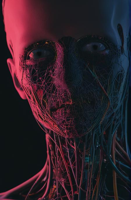((Introduce quality iteratively))((photographic expressive visual metaphor dusk photo expressig a horror game where an artificial neural network learns human emorional response allowing machine learning model to recreate any human's fears.  the neural-ai technology mentally causes physical pain))(evocative depth of field)(absolute sharpness)(true black point)(art of genius)(relativistic gradients)((vibrant colorful saturated hues))((dark corners vignette))
<lora:LCM-LoRA-XL_V1:0.21>
<lora:SDXLHighDetail_v5:0.3>