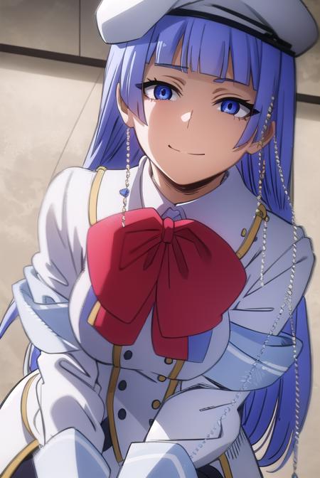 saikointelli, <lora:saiko intelli s3-lora-nochekaiser:1>,
saiko intelli, long hair, bangs, blunt bangs, blue eyes, blue hair, smile,
BREAK gloves, long sleeves, hat, bow, pantyhose, boots, white gloves, bowtie, red bow, beret, white headwear, knee boots, monocle,
BREAK indoors, classroom,
BREAK looking at viewer,
BREAK <lyco:GoodHands-beta2:1>, (masterpiece:1.2), best quality, high resolution, unity 8k wallpaper, (illustration:0.8), (beautiful detailed eyes:1.6), extremely detailed face, perfect lighting, extremely detailed CG, (perfect hands, perfect anatomy),