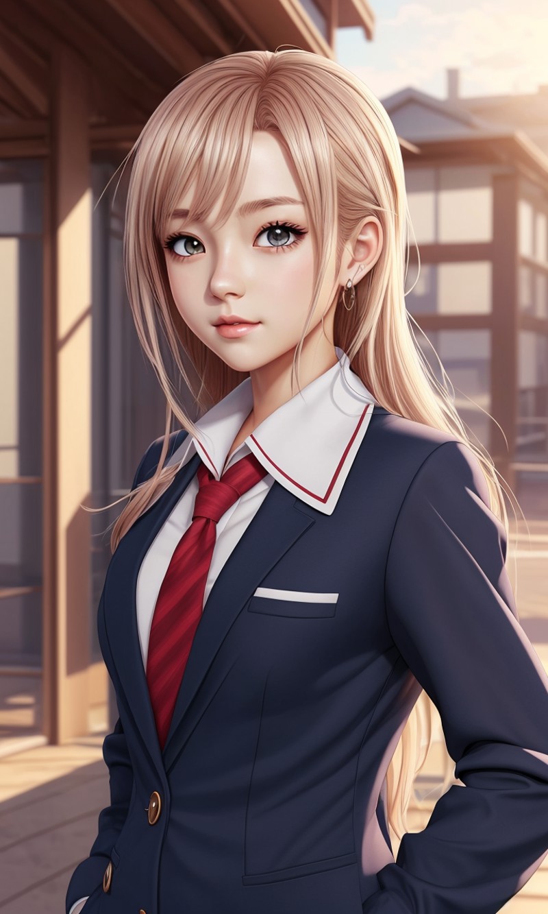 cute anime girl, school uniform, 8k, uhd, trending on arstation, award winning art, best quality, masterpiece, vibrant col...