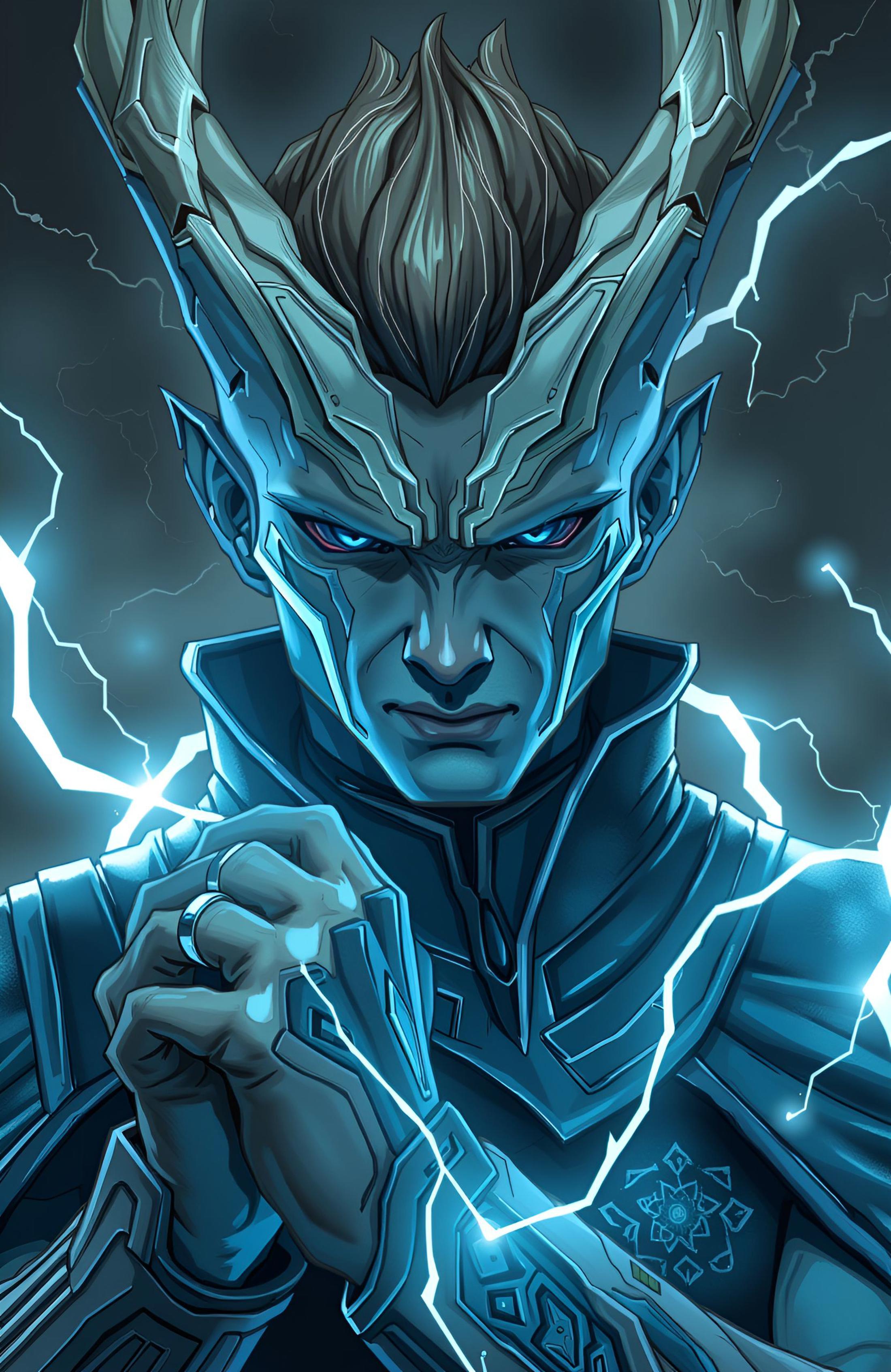 Hard-Edge Painting Style, Anime Style, Split Tone Portrait, Lost Civilization Setting, blue and grenn tone,male yuuzhan vong, bioware implant expert, ring, dynamic pose, dynamic angle, detailed background,,barren,healthy,conflagration,hidden,responsive,cutting-edge,stormy,lamenting,kafkaesque,white solid electricity,progressive,
