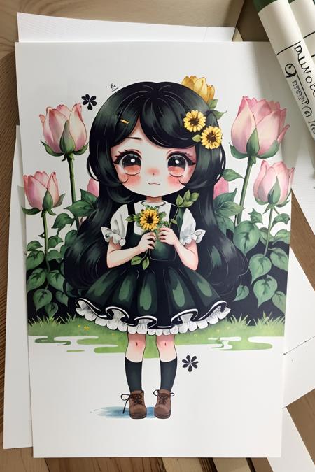 1girl, solo,flower garden chibi<lora:meomeo:1>