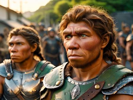 neanderthal neanderthal man neanderthal woman braids hut prehistoric house male focus beard  facial hair upper body