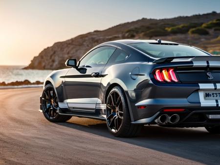 a photo of mstgsgt500 car driving fast, motion blr wheels, near the beach, flares, bokeh, greek islands