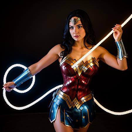 <lora:Wonder Woman SD1.5:1.2>
Wonder Woman a woman in a Wonder costume holding a light up rope