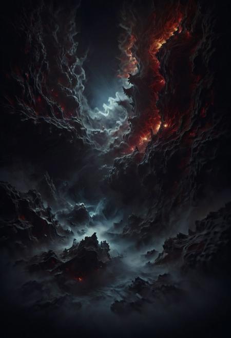 microscopic sculpture, petrified fluid, depth of field, raw sharp macro photo closeup of 3d fractal flame, darkness, atmospheric, moody, luminescent, intricate detail, intense deep blood color, high contrast, dimly lit from the side, dark background