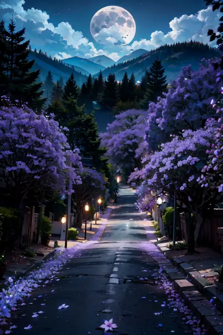 Purple Flower Tree Street
