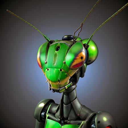 robot with mantis style head <lora:mantis-head:1.00>