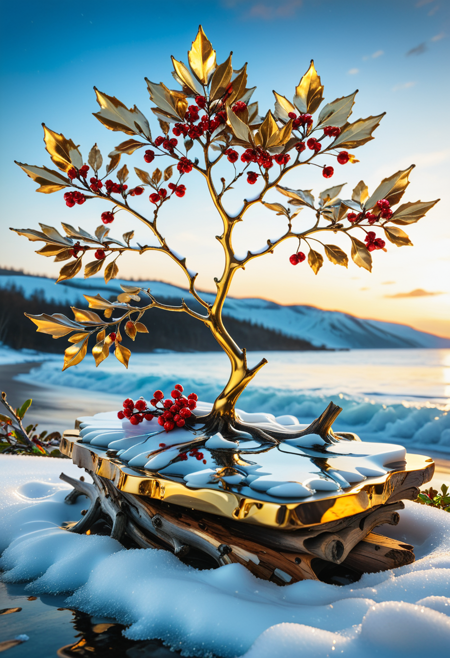 SDXL_POS, Liquid Marble, winterberry bush, metallic, golden, in caravaggism style, side view, close-up, on a driftwood-covered shore, snow, dawn
<lora:GeekyXL_Liquid_Marble:1.2>
<lora:SDXLFaeTastic2400:0.5>