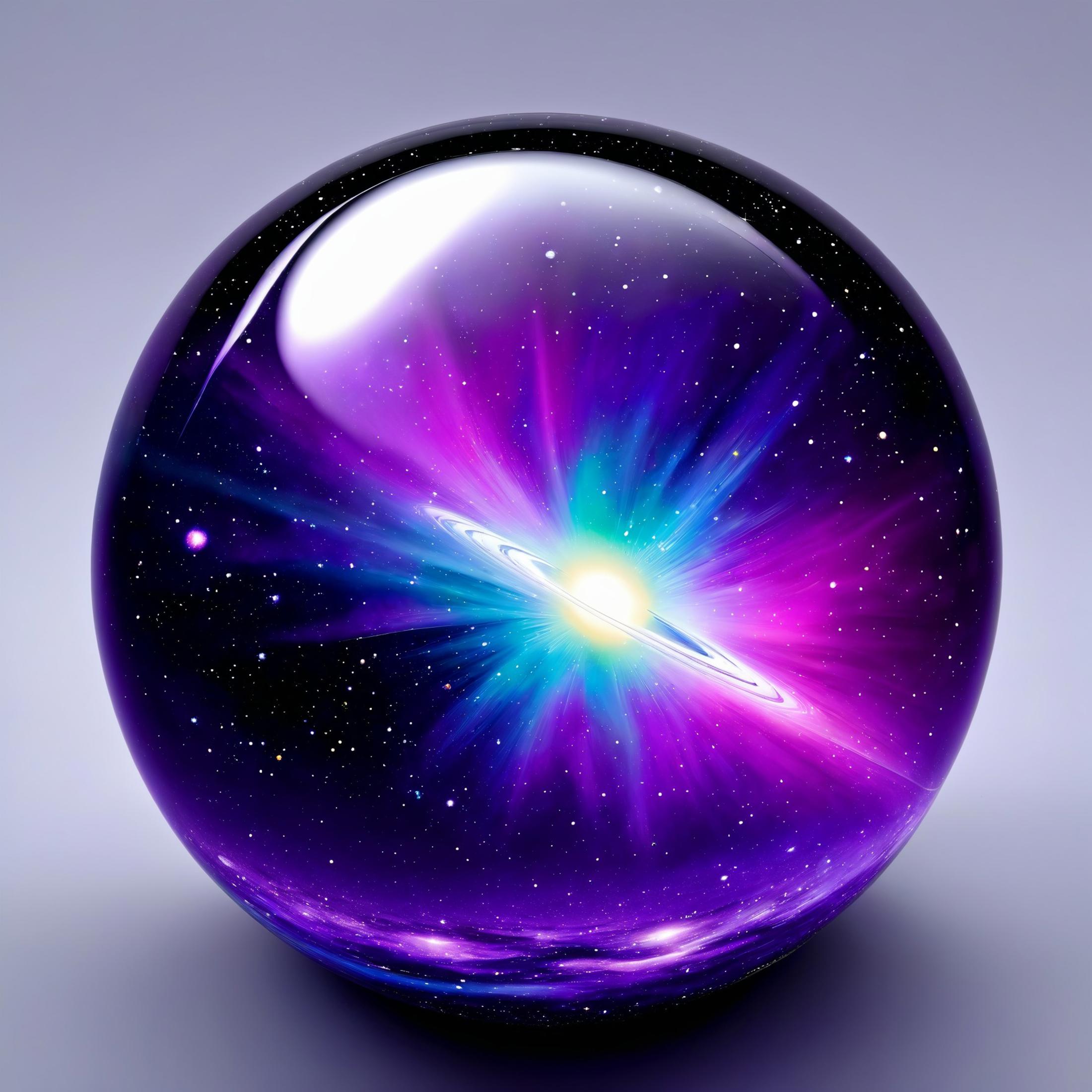 Purple Orb with a Glowing Center and a Starry Background