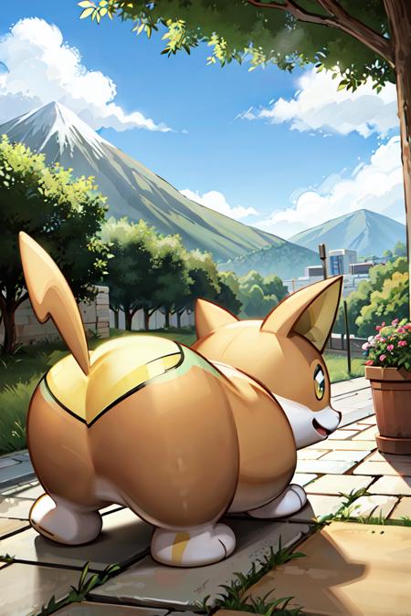 masterpiece,best_quality
yamper, pokemon (creature),
<lora:Yamper_v1:0.7>,YAMPER, 
mountain , blue sky, cloud ,morning, tree, city,street